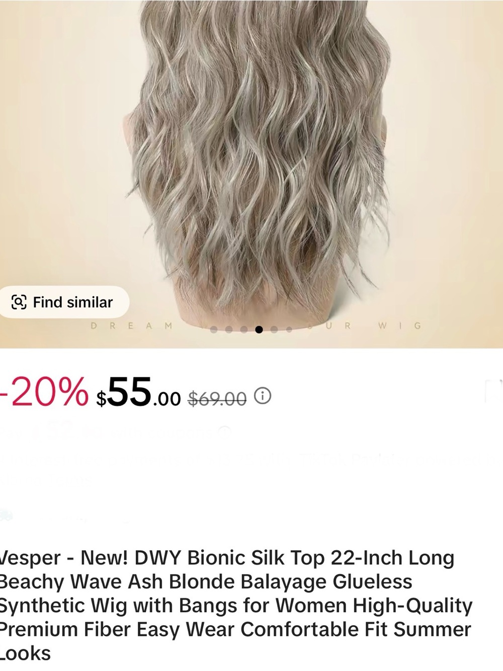 Women's Wavy Blonde Fringe Wig - Natural Ash Blonde - Picture 6 of 7